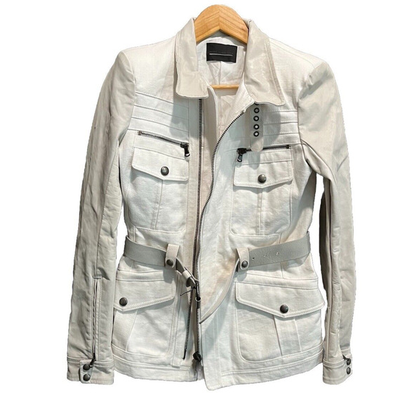 Diesel Black Gold White Kolins Giaccia Women's Leather Denim Jacket Size 40 - S - Picture 1 of 7